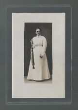 RPPC Lady In A White Dress Holding A Northern Pike Fish Stringer picture