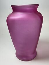 Pink Frosted Satin Glass Flower Vase Rounded Square 9” picture
