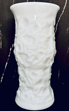 Vintage Large Wrinkled Abstract Textured Vase White Milk Glass Brody Co. 9.5” picture