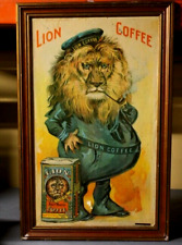 VINTAGE Lion Coffee Framed Advertisment picture