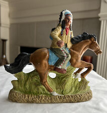 Vtg Native American Ceramic Indian On Horse 7 1/4” Tall Approx. Sculpture picture