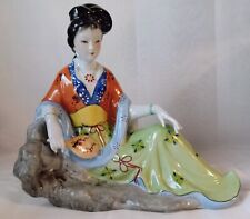 Beautiful Elegant Vintage Hand Painted 10” Porcelain Geisha Girl Statue picture
