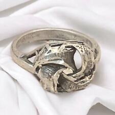 Vintage Brutalist Hammered 925 Sterling Silver Ring Size 6.5 Sculptural Design picture