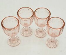 Mosser Pink Depression Glass Mini Wine Glass Goblet Shape Shot Glasses Set of 4 picture