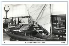 c1940's View Of Model Of A Fijian Double Canoe RPPC Photo Vintage Postcard picture