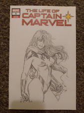 CAPTAIN MARVEL ORIGINAL SKETCH COVER COMIC ART DRAWING NOT A PRINT CAMPBELL picture