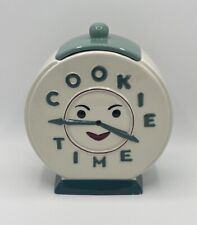 COOKIE TIME cookie jar - Abingdon USA 653 Vintage 1949 Blue Teal Clock Face picture