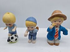 3 Country Cousins Enesco Soccer Baseball Dress up  3 inches 1980's Ceramic picture