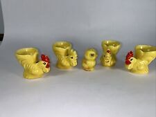 Set Of 4 Vintage Goebel Chicken Egg Cups Marked E67 West Germany And Salt Shaker picture