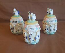  Vintage Ceramic Spice Jar Set Ducks Geese Country Kitchen Farmhouse Yellow picture