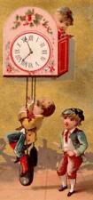 1880's ASCENT OF THE CUCKOO*CHILDREN PLAYING ON CLOCK* BOGNARD PARIS*TRADE CARD picture