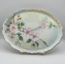 Antique Hand-Painted Limoges Pink Floral Porcelain Tray -  by McC - Dated 1909 picture