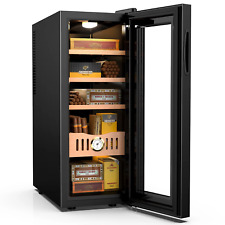 35L Electric Humidor Cigar Cooler W/Cedar Wood Shelves Cooling Digital Hygromete picture
