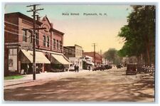 c1950 Main Street View Classic Cars Dirt Road Establishment Plymouth NH Postcard picture