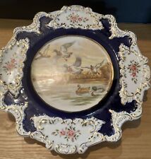 Racater Wall Plate Geese Ducks Fancy Edge Made In Spain Vintage MCM 13” READ picture