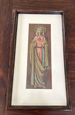 Vintage Sacred Heart Of Virgin Mary Lithograph Print; Matted in 8.5x15.5” Frame picture
