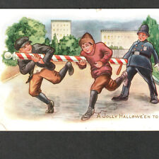 A Jolly Halloween To You Barber Shop Pole Police Trick Cop Whitney WH32 PostCard picture
