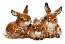 GOEBEL W. Germany Three Brown Bunnies Rabbits Porcelain Figurine Sculpture picture