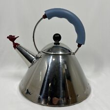 VTG Alessi Tea Kettle Made In Italy W/Bird Whistle Flat Bottom Stainless Steel picture