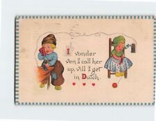 Postcard I vonder ven I call her up vill I get in Dutch with Lovers Art Print picture