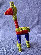 Beaded Giraffe Figure Wired Seed Beads Colorful 5 inches picture