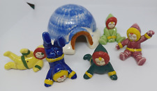 Vintage Rare Antique 1950 Murray Kreiss Japan Porcelain Igloo & 5 Snow Kids READ picture