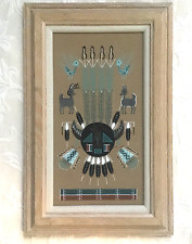 Navajo Sand Painting Rare Animals Framed Signed Incredible Details 11