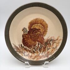 Thanksgiving Turkey Pie Plate Studio Art Pottery Brian Marx Hand Painted 10 Inch picture
