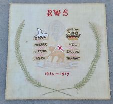 Antique Queen's Royal West Surrey Regiment Sampler WW1 Original picture