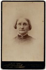 C. 1880s CABINET CARD McINTOSH OLD LADY IN DRESS WEARING GLASSES GARDINER MAINE picture