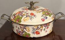 Mackenzie Childs Flower Market White 5QT Covered Skillet Sauté Pan GREAT HTF picture