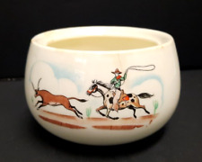 Vintage Homer Laughlin 'Rhythm' Sugar Bowl NO Lid Western Cowboy Horse Steer MCM picture