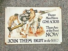 WW1 NAVY RECRUITMENT POSTER VINTAGE STYLE METAL SIGN ENLIST IN THE NAVY 11 X 17 picture