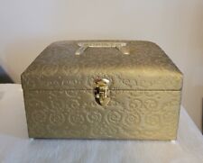 Vintage Quilted Vinyl Sewing Basket With Lucite Handle picture