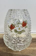 Fenton Fairy Lamp Clear And Opalescent w/ STRAWBERRIES - HAND PAINTED & SIGNED picture