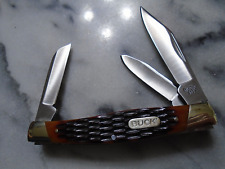 Buck Trio Stockman 3 Blade Pocket Knife Amber Jigged Bone 420J2 4
