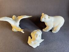 lot of 3 Lladro figurines-wall mount Cherub Head, Goose and Polar Bear picture