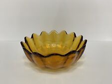 VTG Blenko Wheat/Amber Scalloped Art Glass Bowl Thick Heavy Signed picture