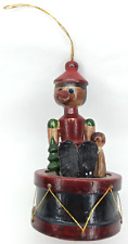 Christmas Ornament Wooden Toy Soldier On A Drum Vintage Taiwan Holiday Decor picture