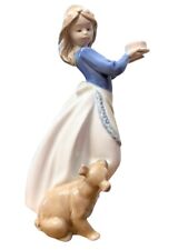 Nao by Lladro Puppy's Birthday Girl with Dog Birthday Cake Handmade Spain Vintag picture