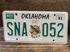 1991 Oklahoma Native American License Plate SNA 052 picture