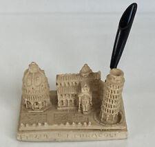 Vintage Piazza Del Miracoli Leaning Tower Of Pisa Resin Desktop Pen Holder Rare picture
