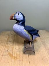 Nautical Decor Hand Carved Wood Wooden Atlantic Puffin Bird Shorebird Painted 6” picture
