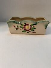 Vintage Florart 1940s Planter Green Scalloped Floral Drip Glaze Made in Japan 8” picture