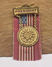 Antique 10K Daughter of Union Veterans Past President Medal and ribbon--779.24 picture