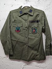 Vintage US Air Force OG-507 Women's Major Utility Shirt Long Sleeve w/Patches picture