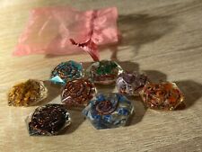 Set of 7 hexagon orgonite chakra stones with one extra picture
