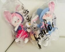 Annalee Dolls 2022 Easter Spring 8” Girl Boy Bunny Basket Plush Set Of 2 picture