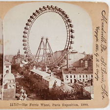 Paris Exposition Ferris Wheel Stereoview c1900 Worlds Fair Observation Art C1641 picture