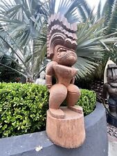 New 3’3” Buff KU Tiki by Smokin' Tikis Hawaii Natural Coconut Palm Hand-carved picture